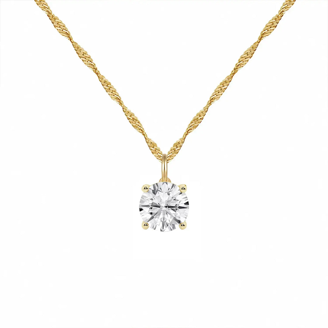 14K Lab Grown Round Solitaire Pendant F-G VS1-VS2