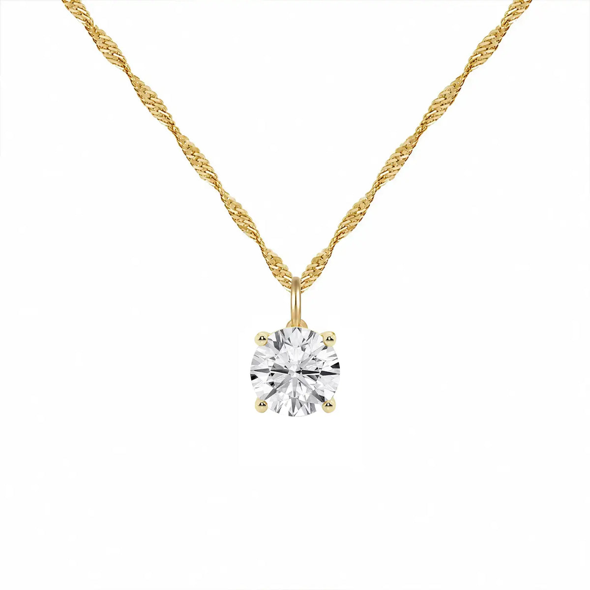 14K Lab Grown Round Solitaire Pendant F-G VS1-VS2