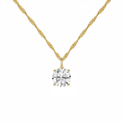 14K Lab Grown Round Solitaire Pendant F-G VS1-VS2