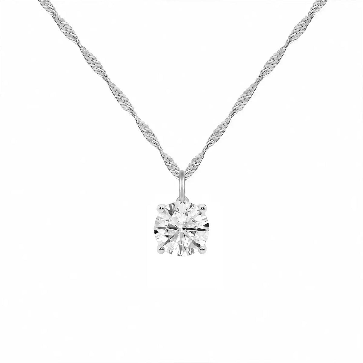 14K Lab Grown Round Solitaire Pendant F-G VS1-VS2