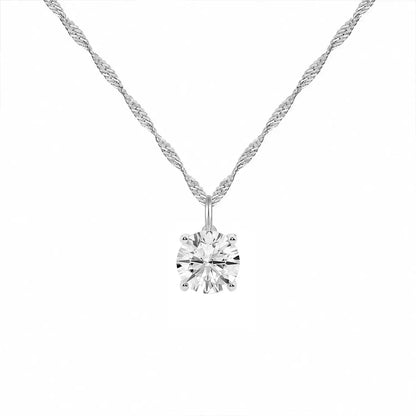 14K Lab Grown Round Solitaire Pendant F-G VS1-VS2