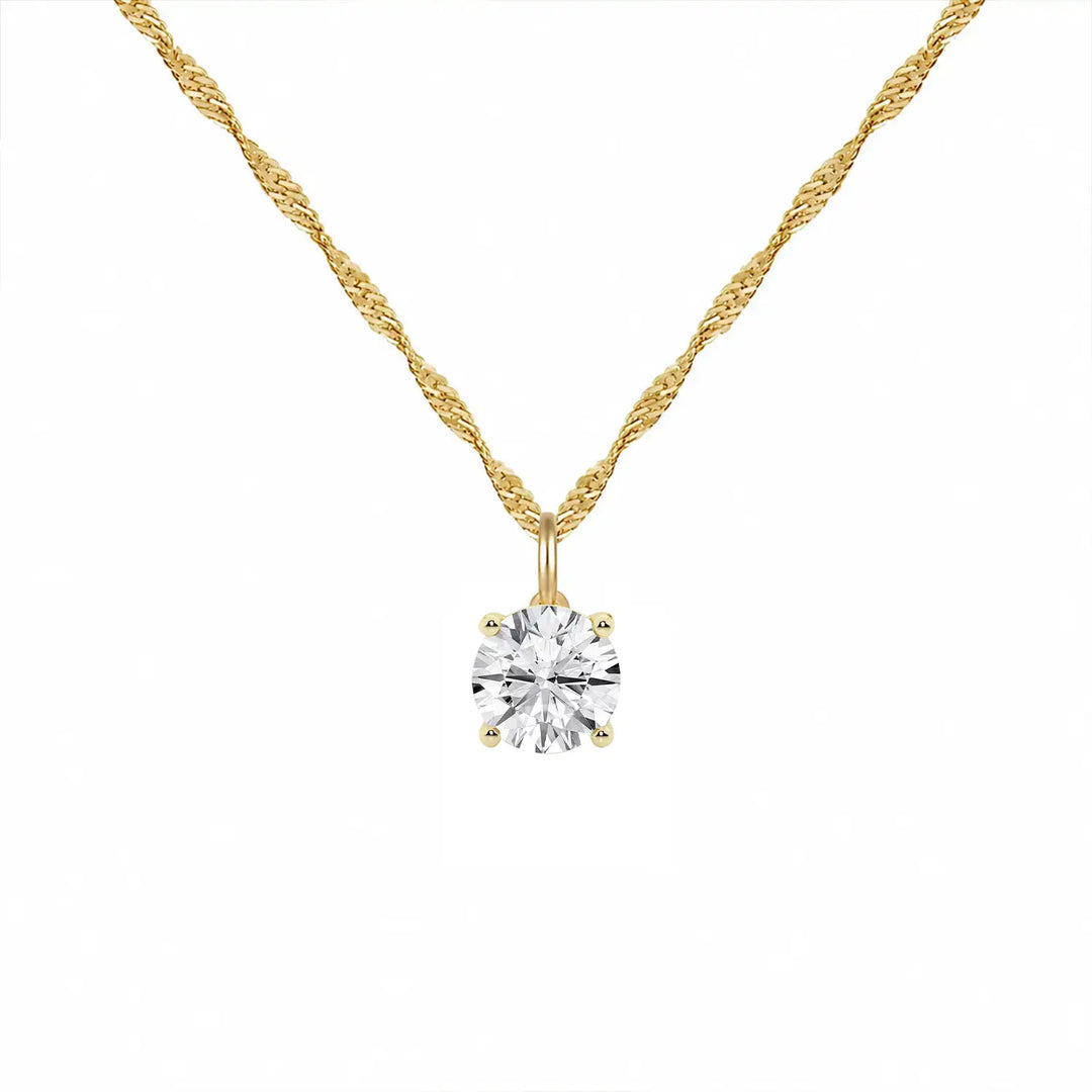 14K Lab Grown Round Solitaire Pendant F-G VS1-VS2