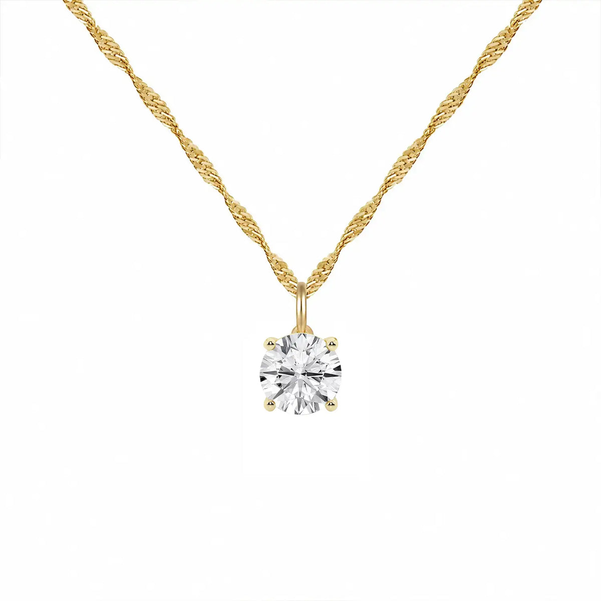 14K Lab Grown Round Solitaire Pendant F-G VS1-VS2
