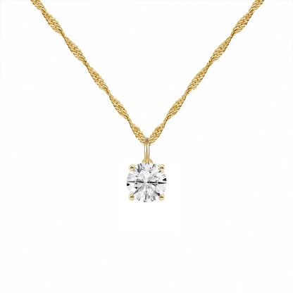 14K Lab Grown Round Solitaire Pendant F-G VS1-VS2