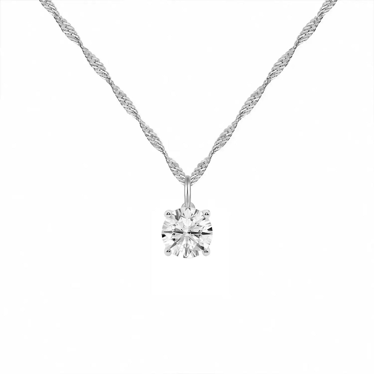 14K Lab Grown Round Solitaire Pendant F-G VS1-VS2