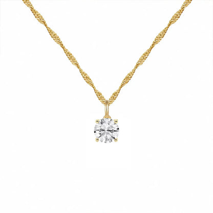 14K Lab Grown Round Solitaire Pendant F-G VS1-VS2