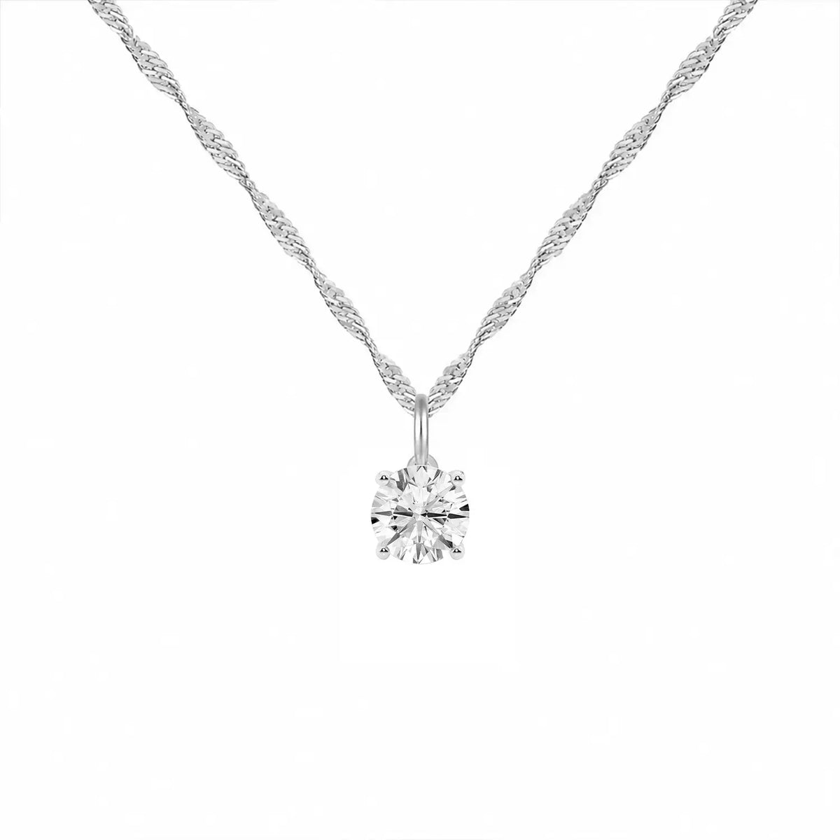 14K Lab Grown Round Solitaire Pendant F-G VS1-VS2