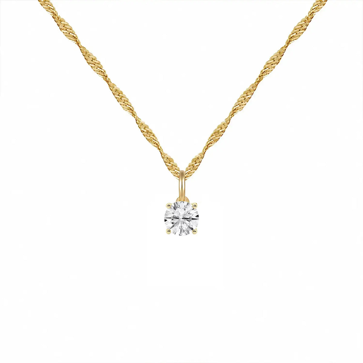 14K Lab Grown Round Solitaire Pendant F-G VS1-VS2