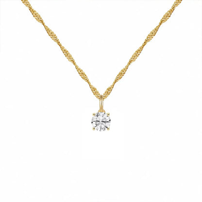 14K Lab Grown Round Solitaire Pendant F-G VS1-VS2