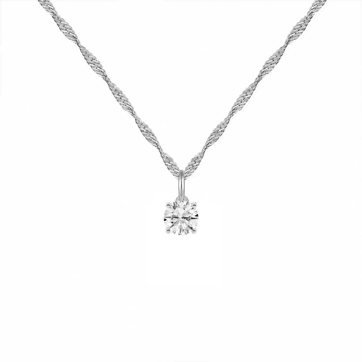 14K Lab Grown Round Solitaire Pendant F-G VS1-VS2