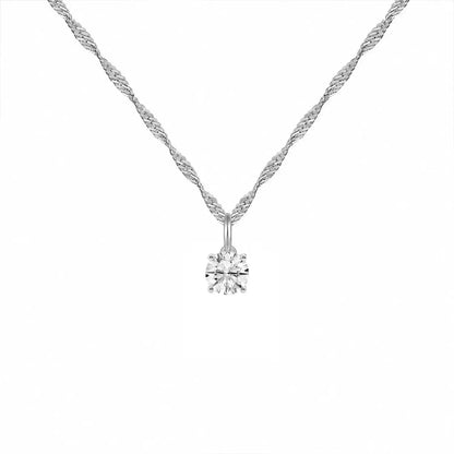 14K Lab Grown Round Solitaire Pendant F-G VS1-VS2