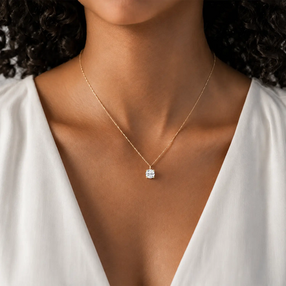 14K Lab Grown Round Solitaire Pendant F-G VS1-VS2