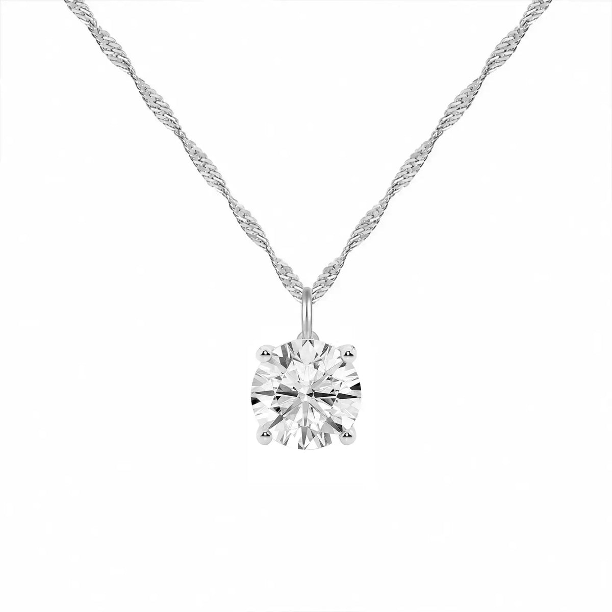 14K Lab Grown Round Solitaire Pendant F-G VS1-VS2