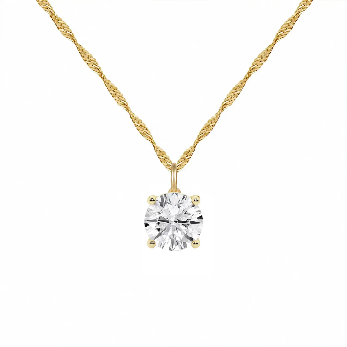 14K Lab Grown Round Solitaire Pendant F-G VS1-VS2