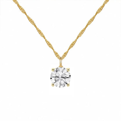 14K Lab Grown Round Solitaire Pendant F-G VS1-VS2