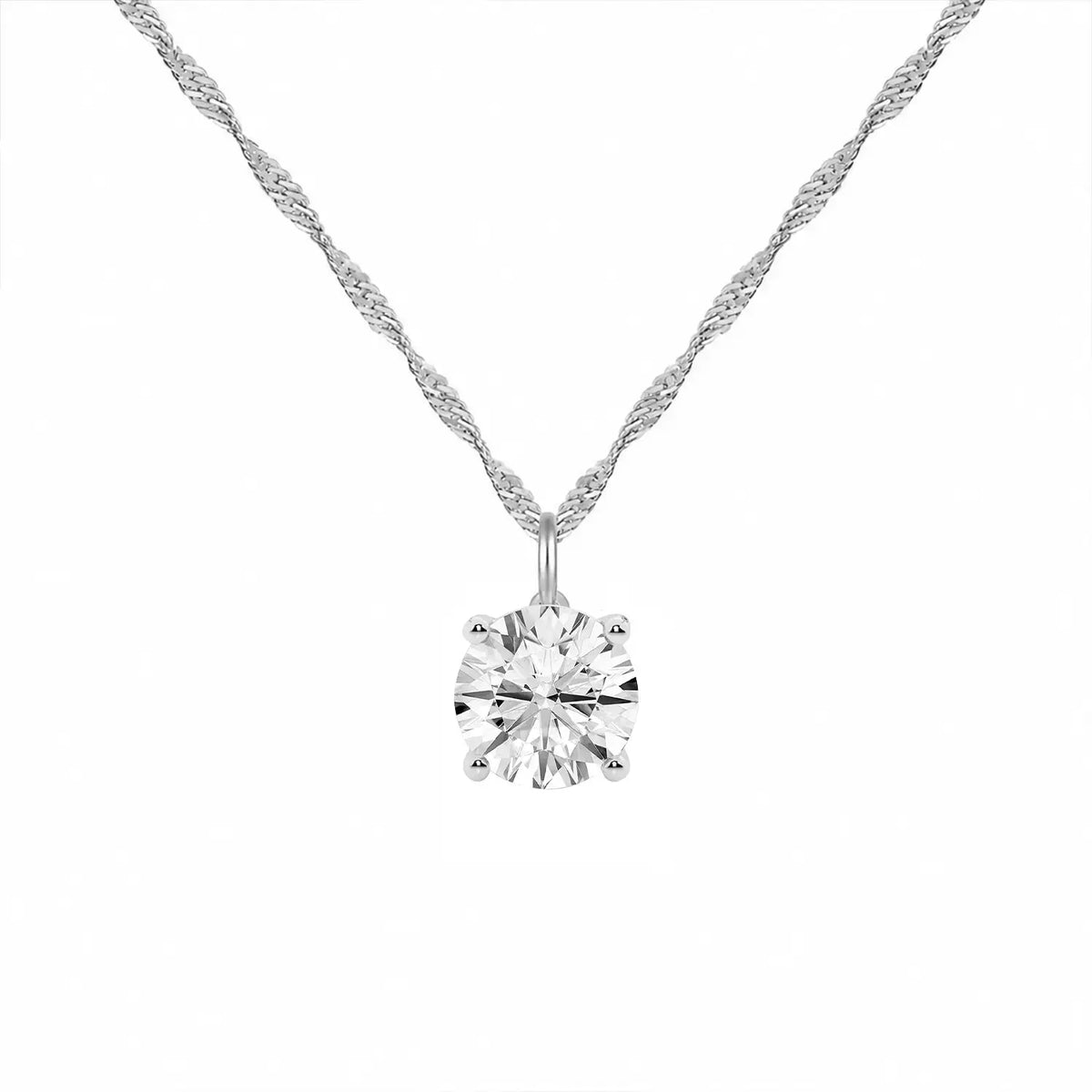 14K Lab Grown Round Solitaire Pendant F-G VS1-VS2