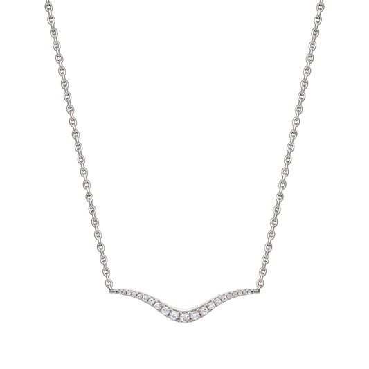 Sterling Silver 1/4 ct tw Diamond Wave Station Necklace 18" (I-I2)