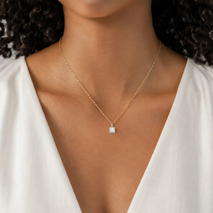 14K Lab Grown Asscher Solitaire Pendant F-G VS1-VS2