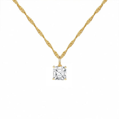 14K Lab Grown Asscher Solitaire Pendant F-G VS1-VS2