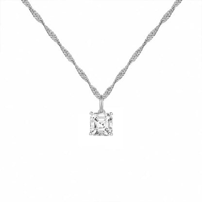 14K Lab Grown Asscher Solitaire Pendant F-G VS1-VS2
