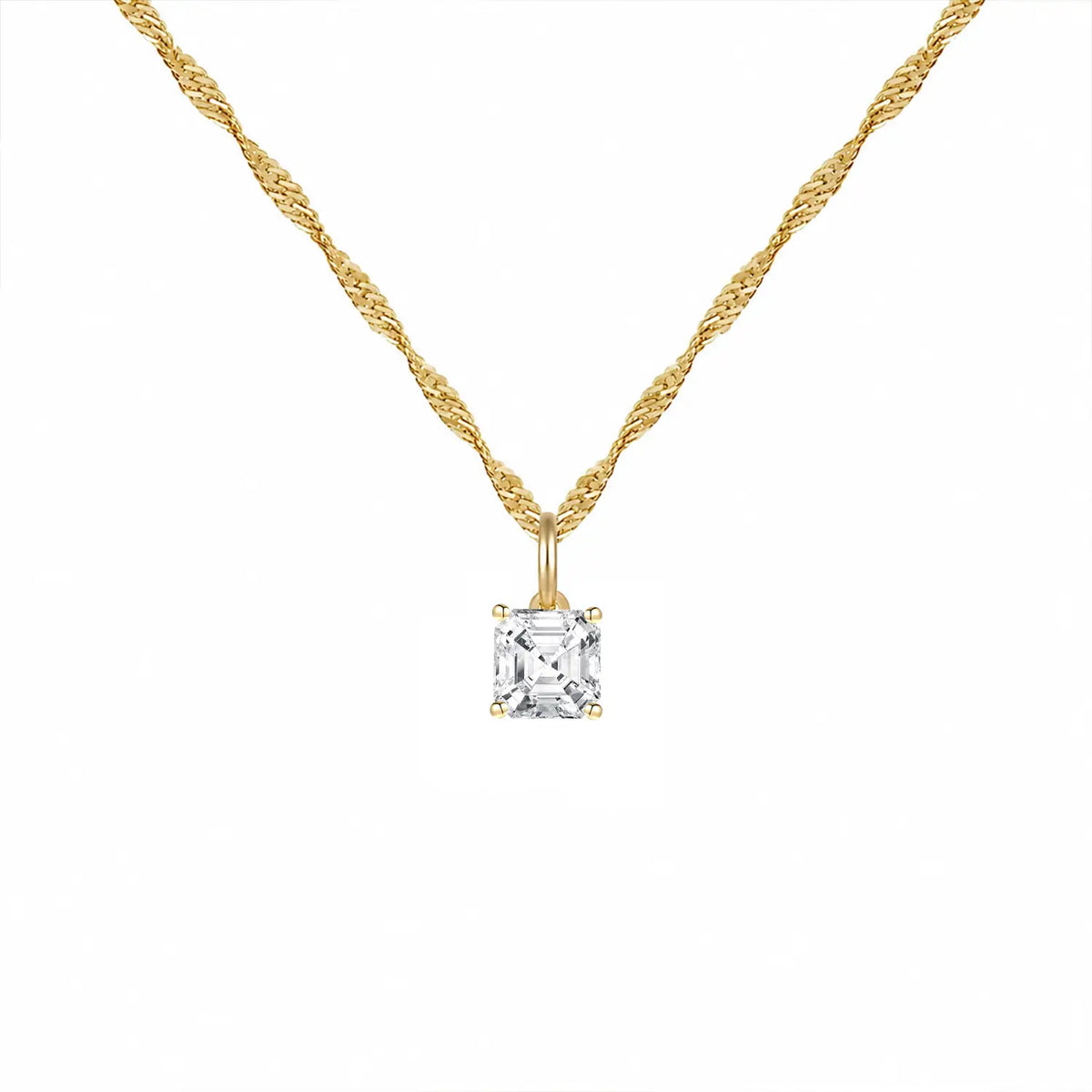 14K Lab Grown Asscher Solitaire Pendant F-G VS1-VS2
