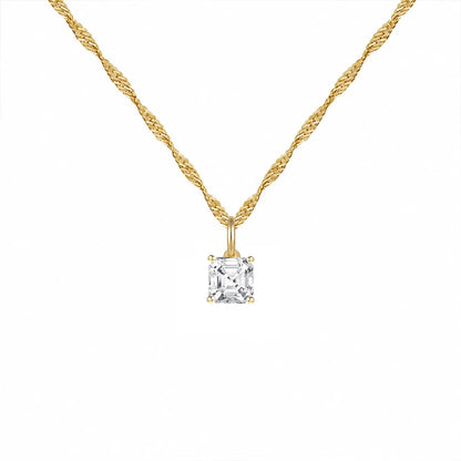 14K Lab Grown Asscher Solitaire Pendant F-G VS1-VS2