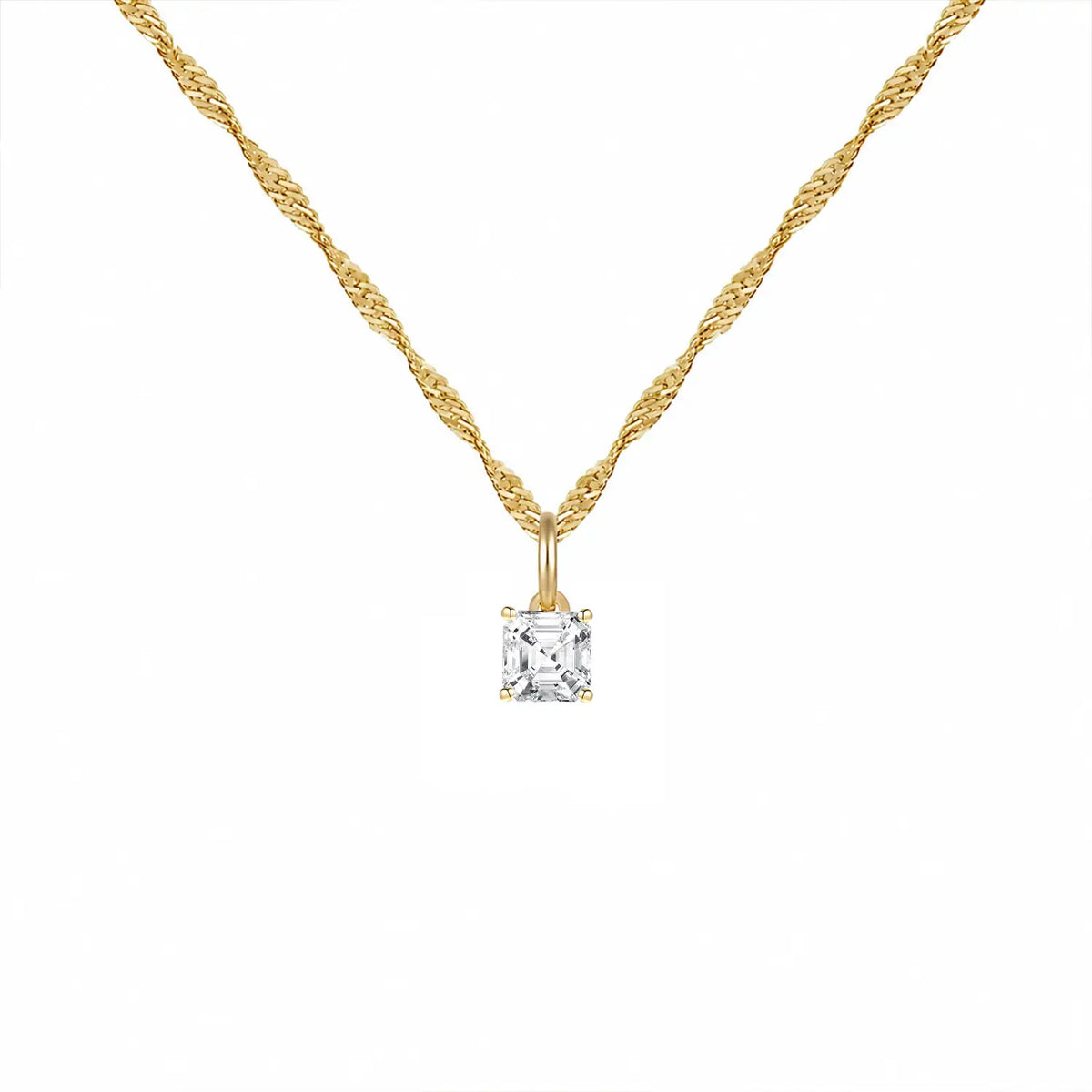 14K Lab Grown Asscher Solitaire Pendant F-G VS1-VS2