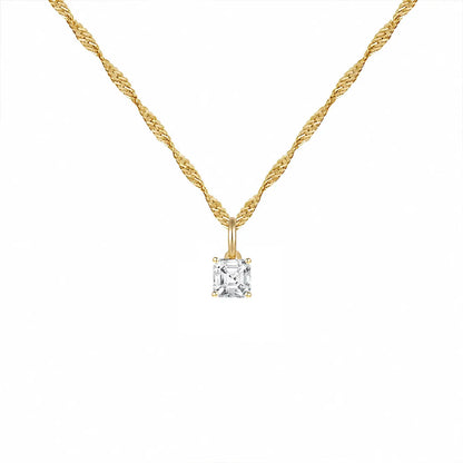 14K Lab Grown Asscher Solitaire Pendant F-G VS1-VS2