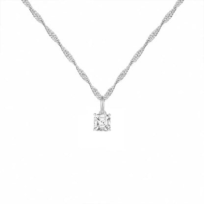 14K Lab Grown Asscher Solitaire Pendant F-G VS1-VS2