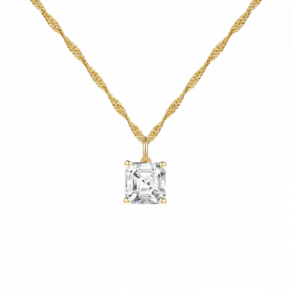 14K Lab Grown Asscher Solitaire Pendant F-G VS1-VS2