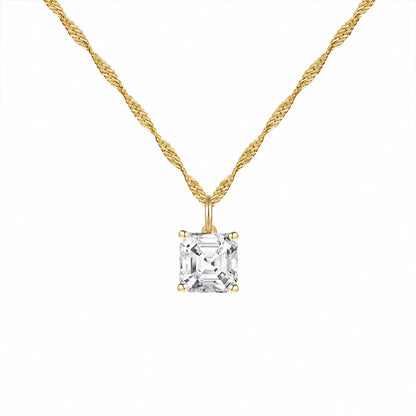 14K Lab Grown Asscher Solitaire Pendant F-G VS1-VS2