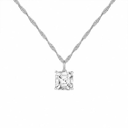 14K Lab Grown Asscher Solitaire Pendant F-G VS1-VS2