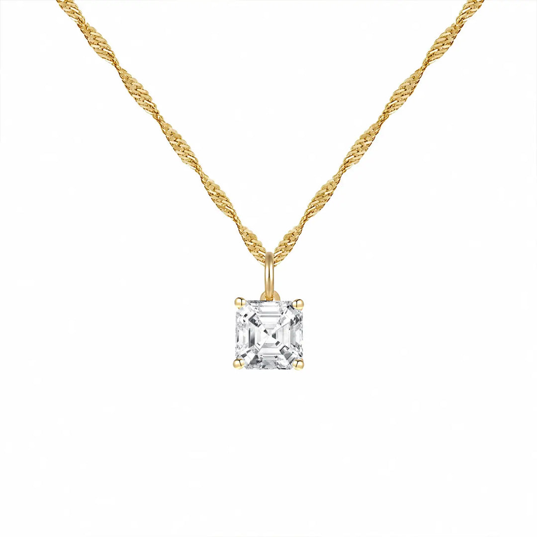 14K Lab Grown Asscher Solitaire Pendant F-G VS1-VS2