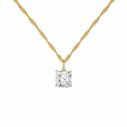 14K Lab Grown Asscher Solitaire Pendant F-G VS1-VS2