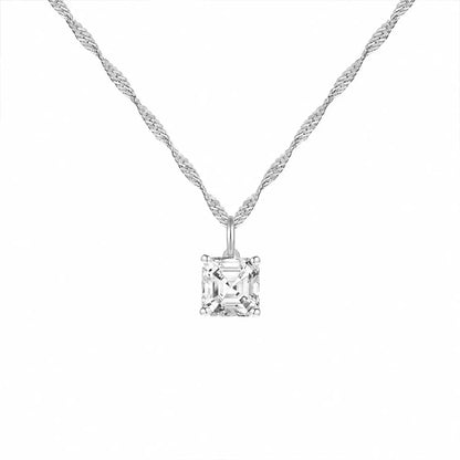 14K Lab Grown Asscher Solitaire Pendant F-G VS1-VS2