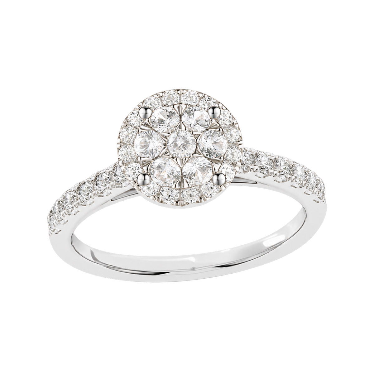10K White Gold 1/2 ct tw Diamond Halo Ring (I-I2) - view 3