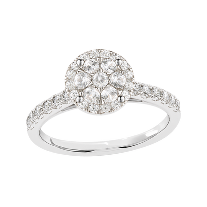 10K White Gold 1/2 ct tw Diamond Halo Ring (I-I2) - view 3
