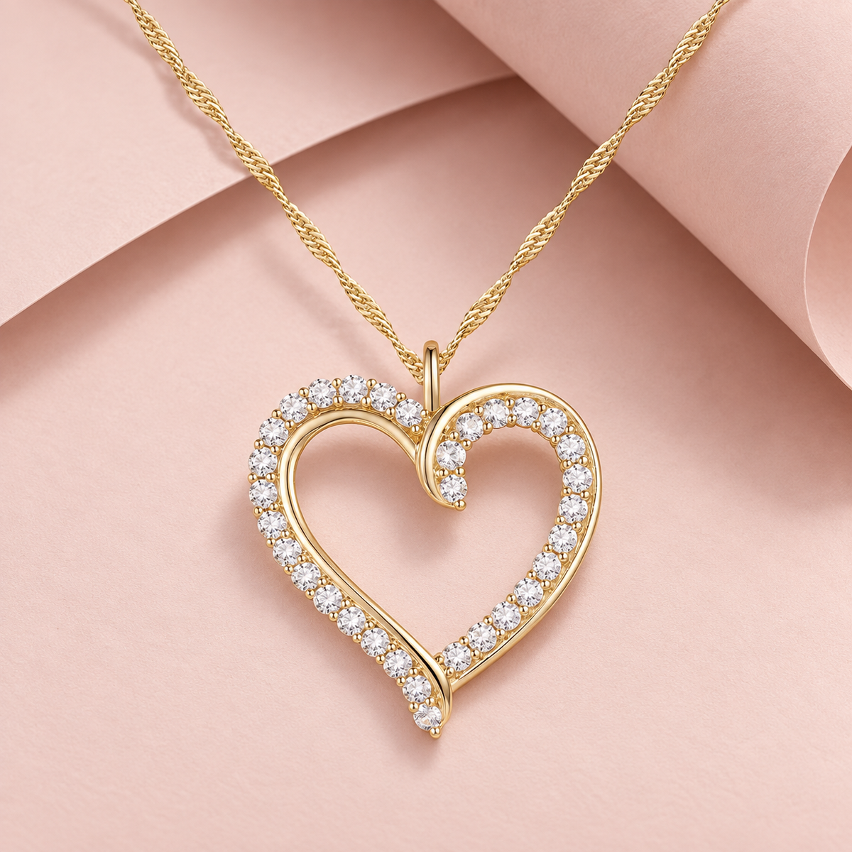 10K White and Yellow Gold 1/3 CTTW  lab grownDiamond F - G / VS1 - VS2 Solitaire Heart Shape Necklace