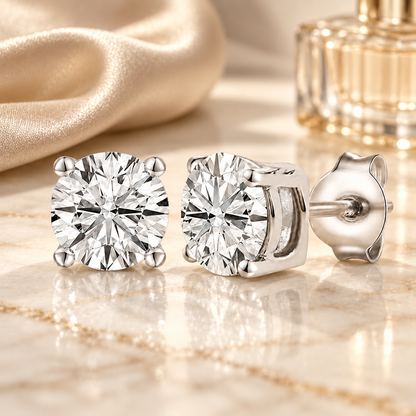 14K Lab Grown Round Solitaire Earrings F-G VS1-VS2