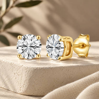 14K Lab Grown Round Solitaire Earrings F-G VS1-VS2