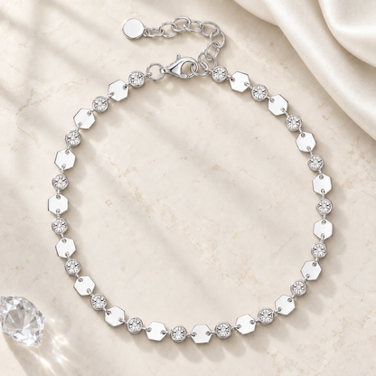 Sterling Silver or 14K Yellow Gold Plated Silver Diamond Luna Bracelet