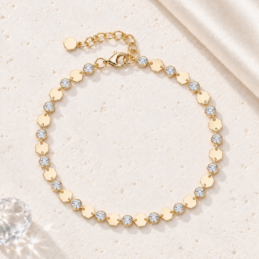 Sterling Silver or 14K Yellow Gold Plated Silver Diamond Luna Bracelet