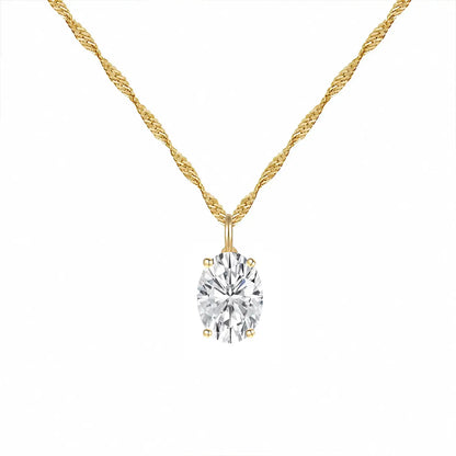 14K Lab Grown Oval Solitaire Pendant F-G VS1-VS2