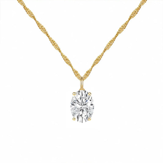 14K Lab Grown Oval Solitaire Pendant F-G VS1-VS2