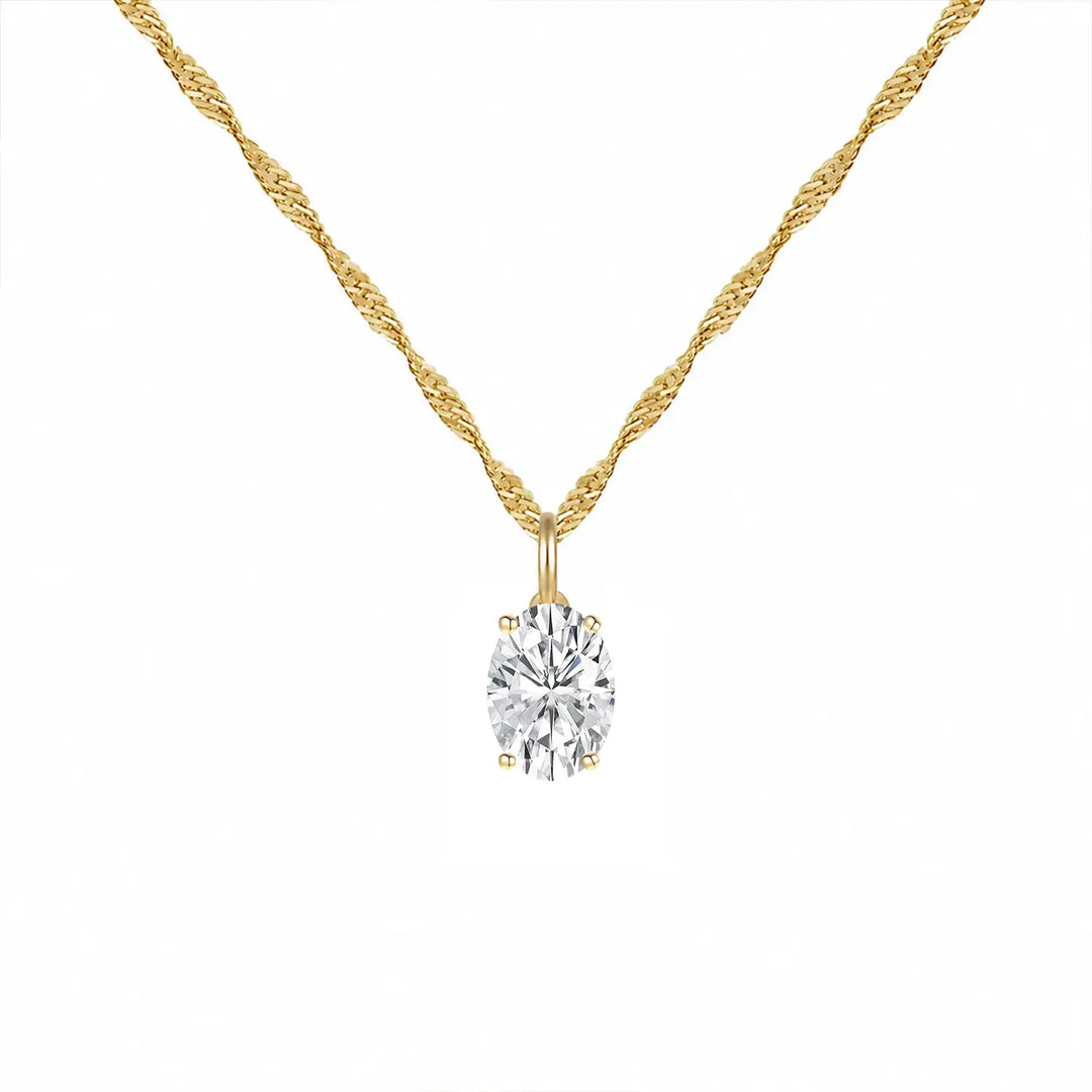14K Lab Grown Oval Solitaire Pendant F-G VS1-VS2