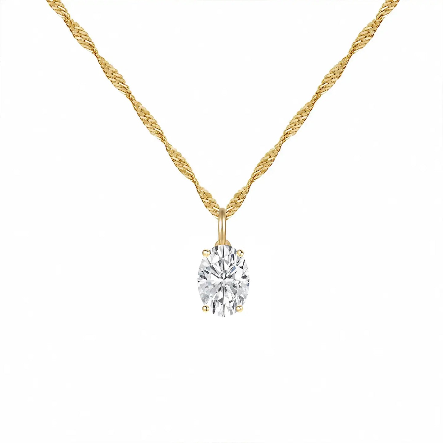 14K Lab Grown Oval Solitaire Pendant F-G VS1-VS2