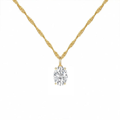 14K Lab Grown Oval Solitaire Pendant F-G VS1-VS2