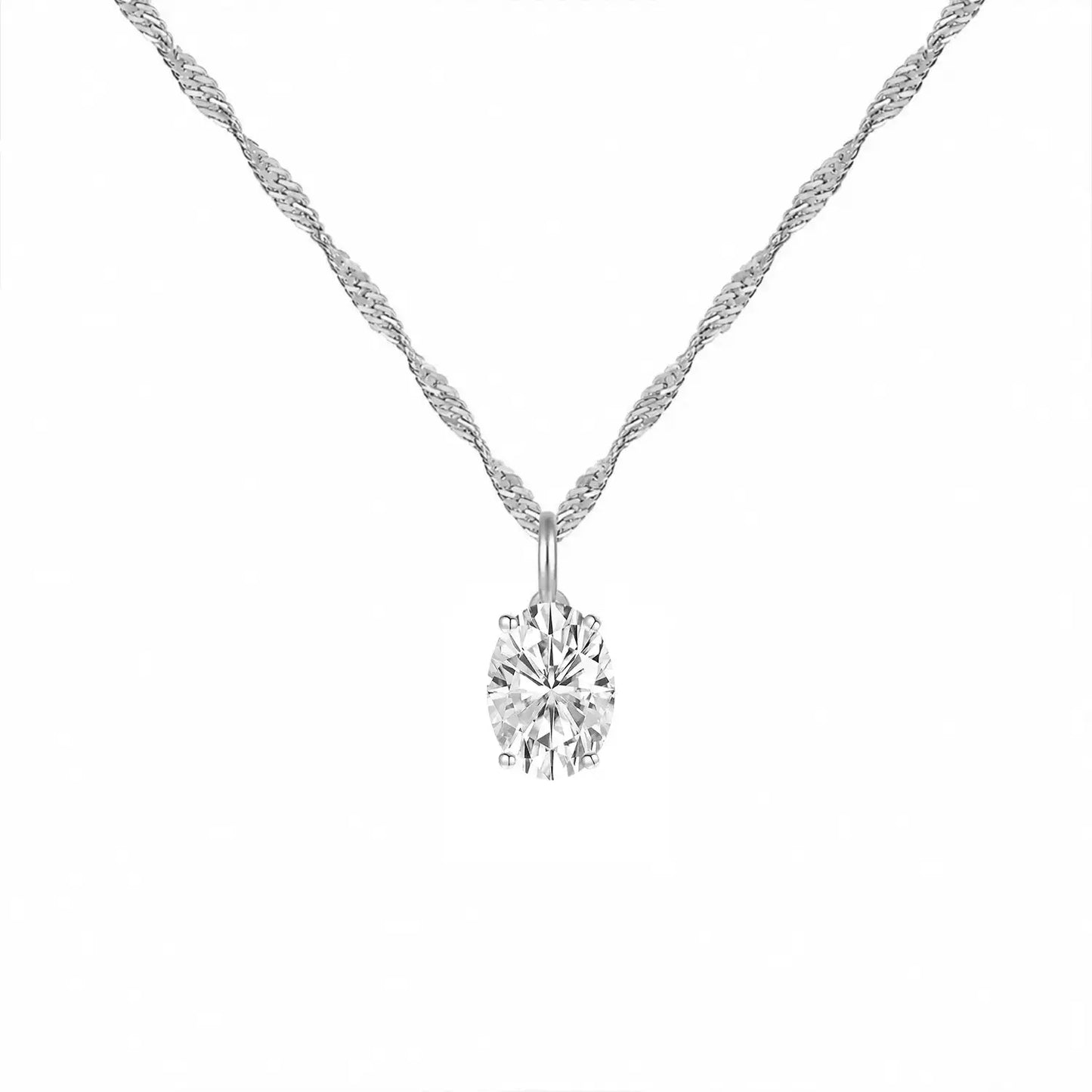 14K Lab Grown Oval Solitaire Pendant F-G VS1-VS2