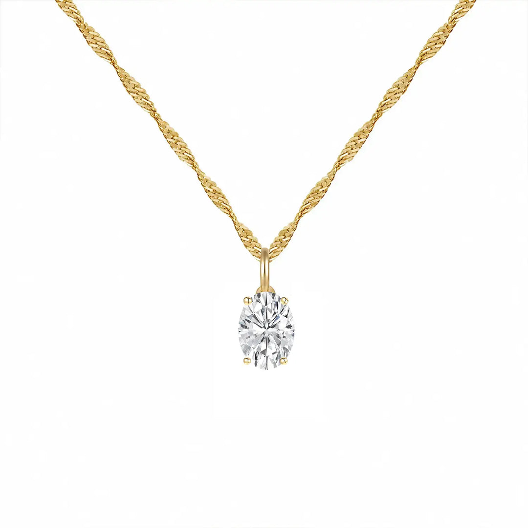 14K Lab Grown Oval Solitaire Pendant F-G VS1-VS2