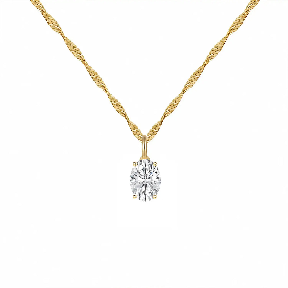 14K Lab Grown Oval Solitaire Pendant F-G VS1-VS2